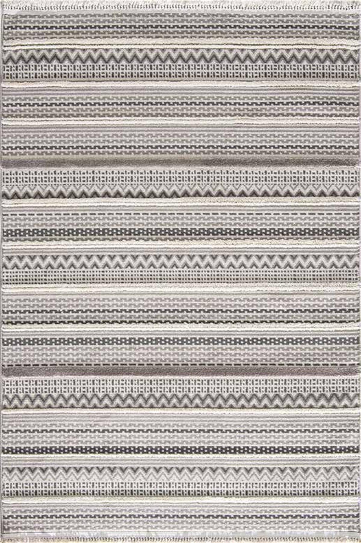 Evdeco Molde 2207 Gri Etnik Desenli Modern Salon Halısı