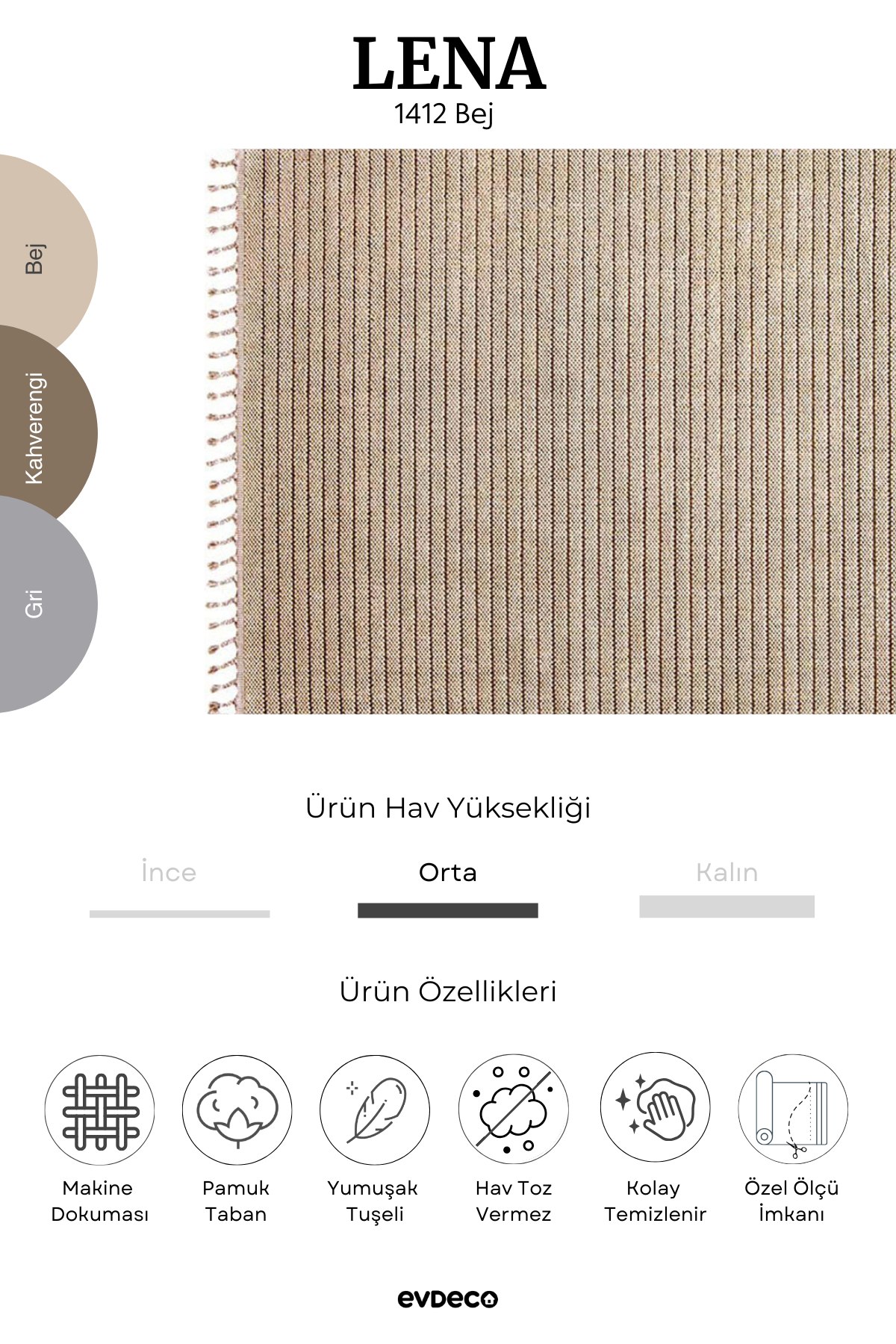 Evdeco Lena 1412 Beige Knitted Patterned Cutting Carpet