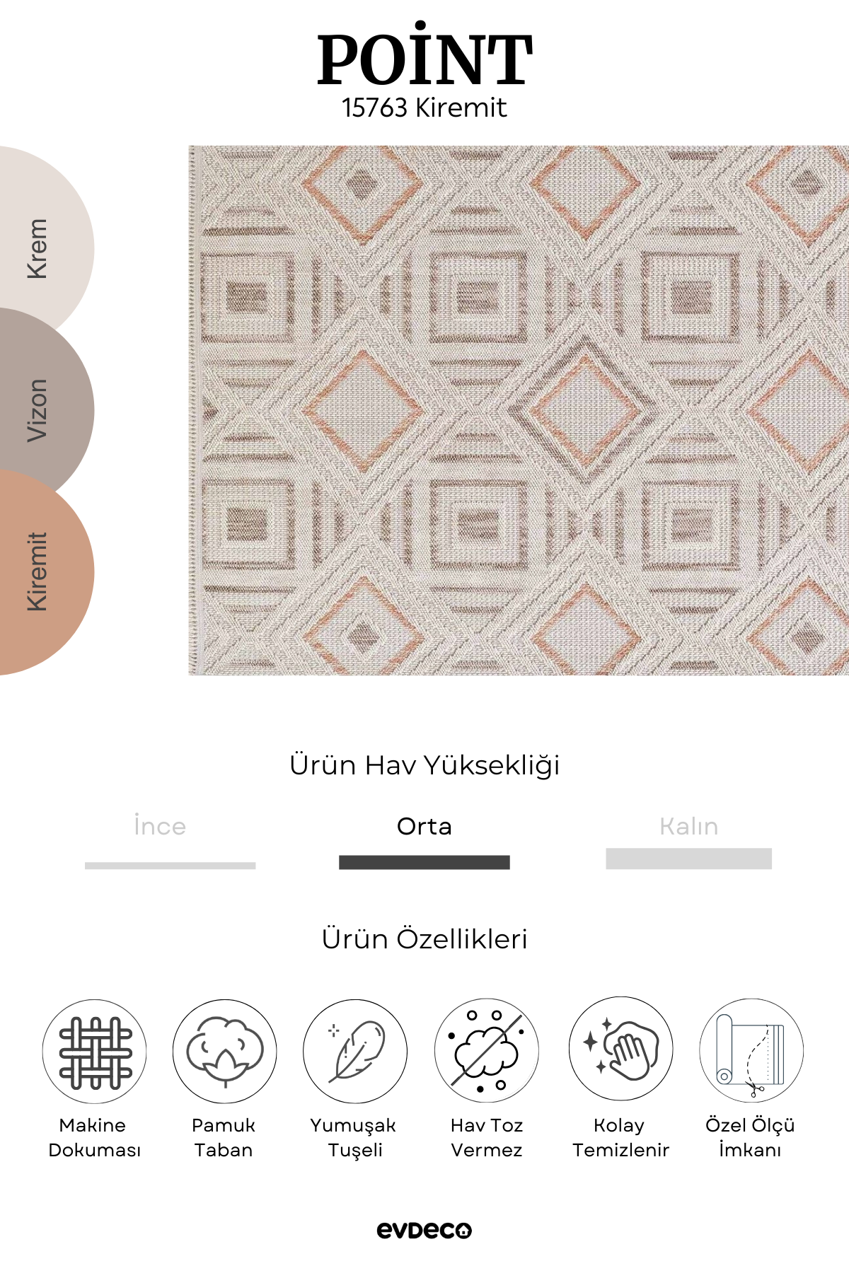 Evdeco Point 15763 Tile Loop Carpet