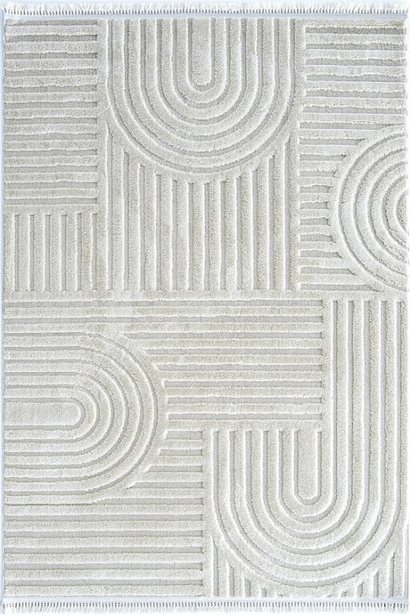 Evdeco Molde 2213 Krem Etnik Desenli Modern Salon Halısı