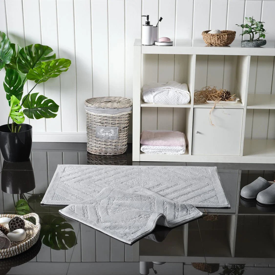 Banyo Paspası Zena Gri - Gri - Evdeco