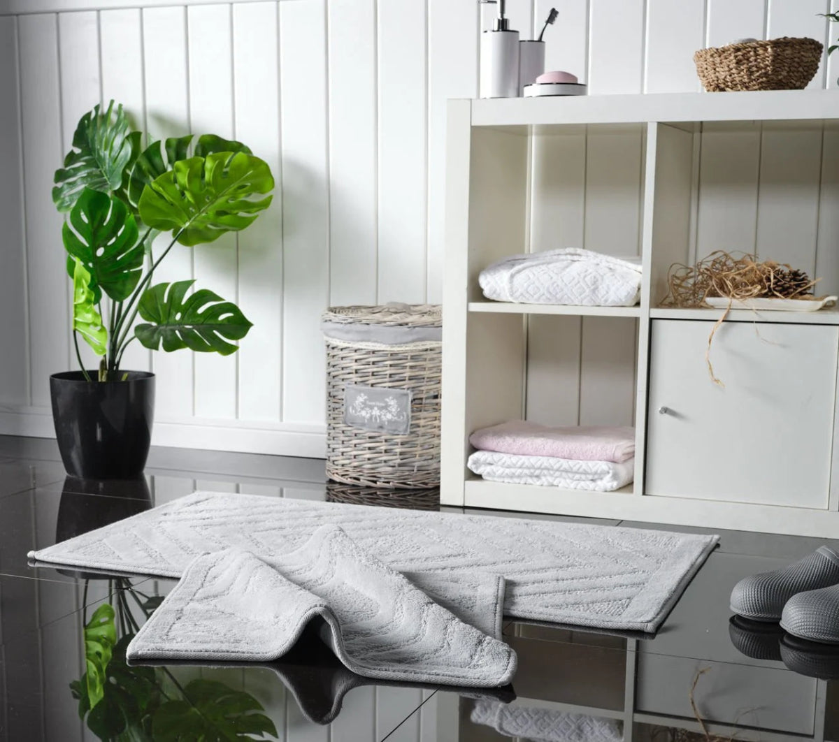 Banyo Paspası Zena Gri - Gri - Evdeco