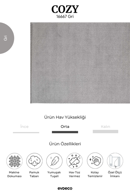 Evdeco Cozy 16667 Gri Halı