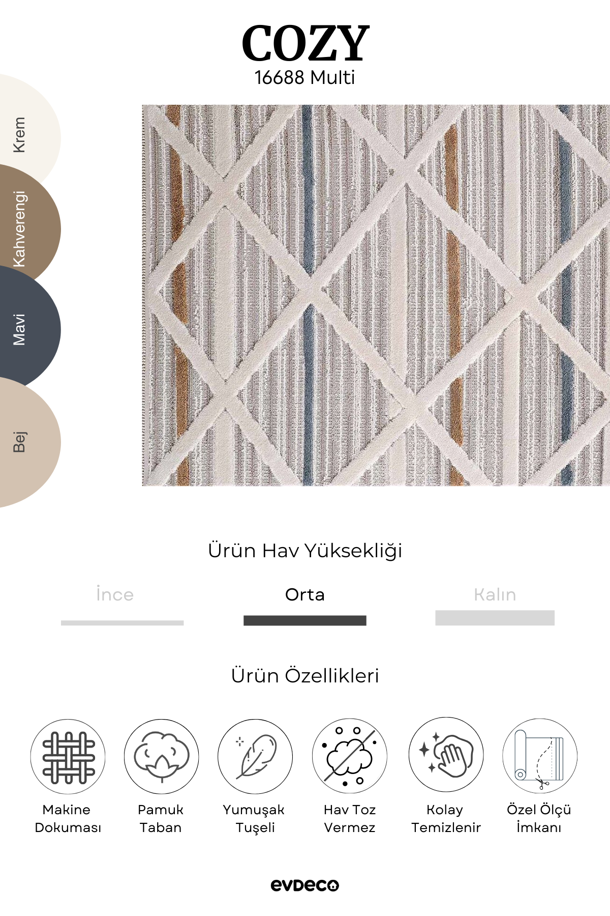 Evdeco Cozy 16688 Multi Halı