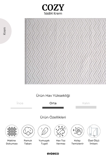 Evdeco Cozy 16884 Krem Halı