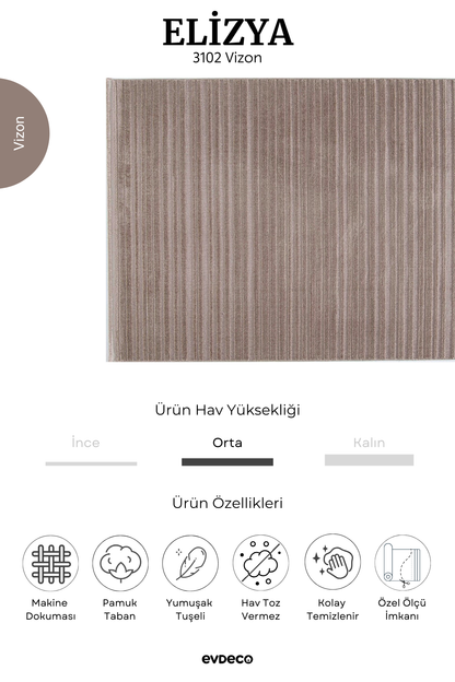 Evdeco Elizya 3102 Mink Modern Cut Runner Carpet