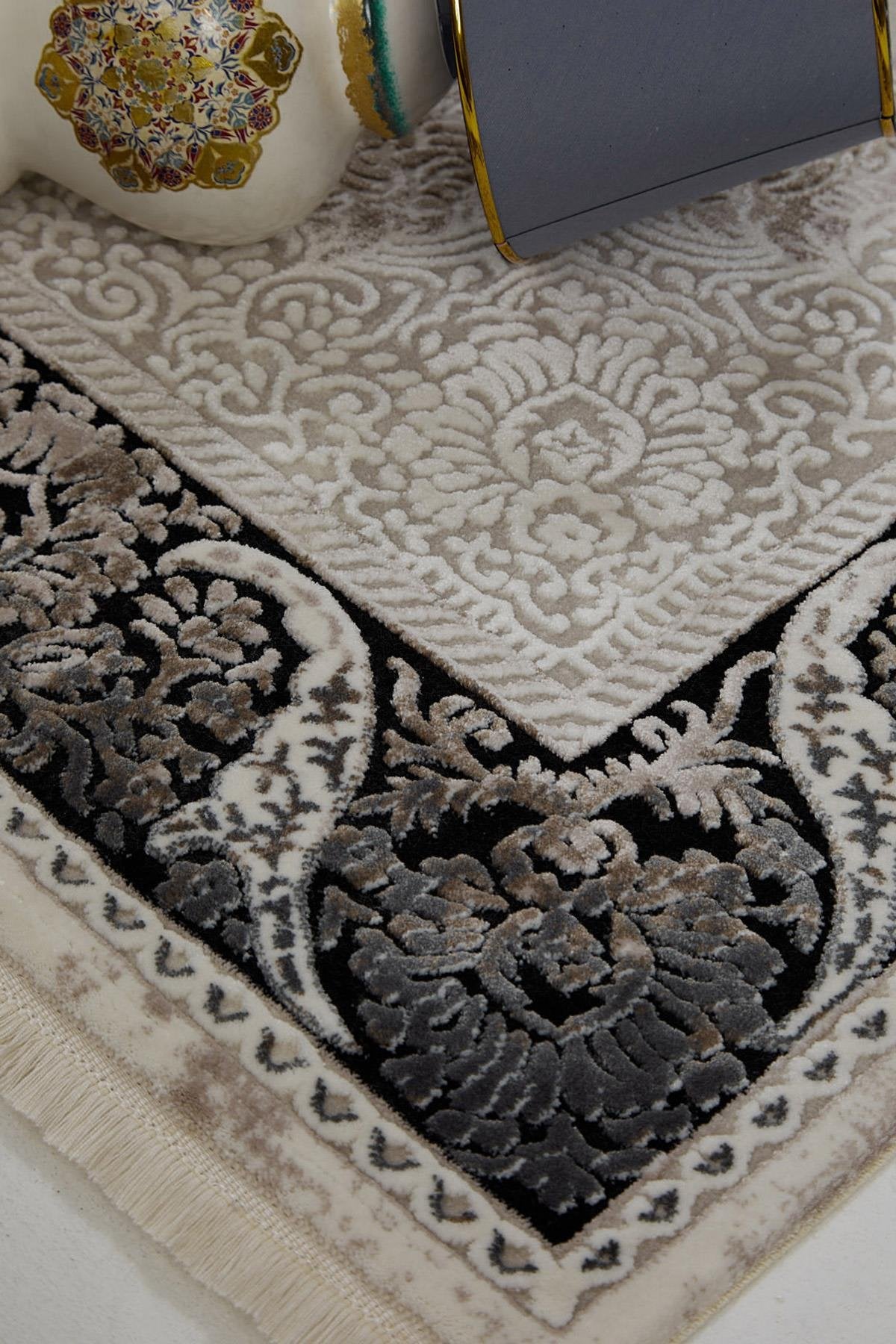 Evdeco Miras 6805 Gri Siyah Salon Halısı