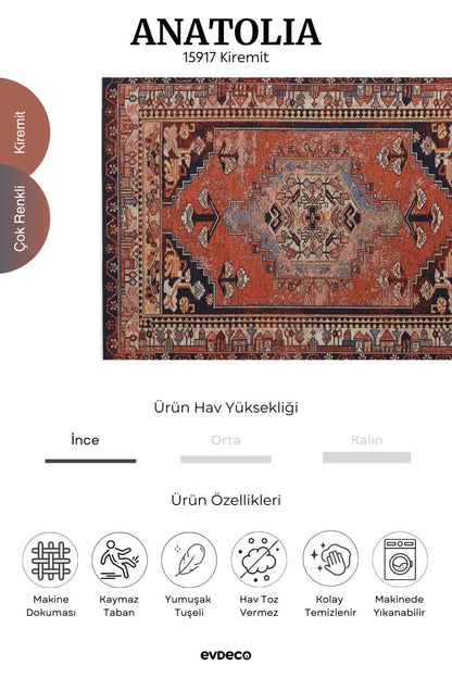 Evdeco Anatolia 15917 Kiremit Afgan Halı - Kiremit - Evdeco
