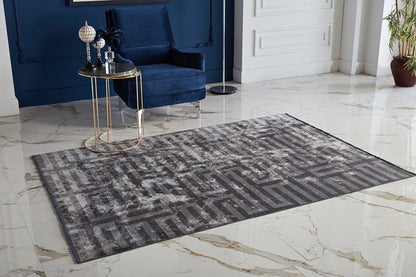 Evdeco Milano Geometrik Desenli Gri Salon Halısı