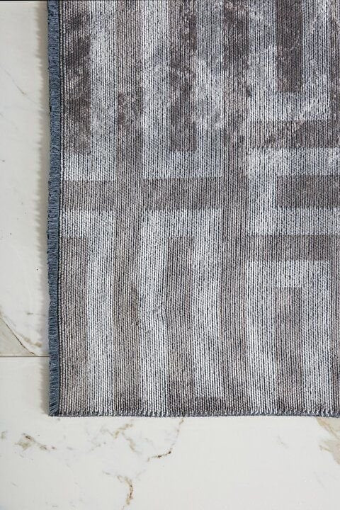 Evdeco Milano Geometrik Desenli Gri Salon Halısı