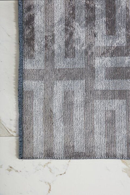 Evdeco Milano Geometrik Desenli Gri Salon Halısı