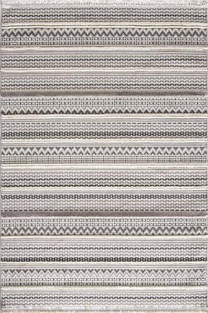 Evdeco Molde 2207 Gri Etnik Desenli Modern Salon Halısı