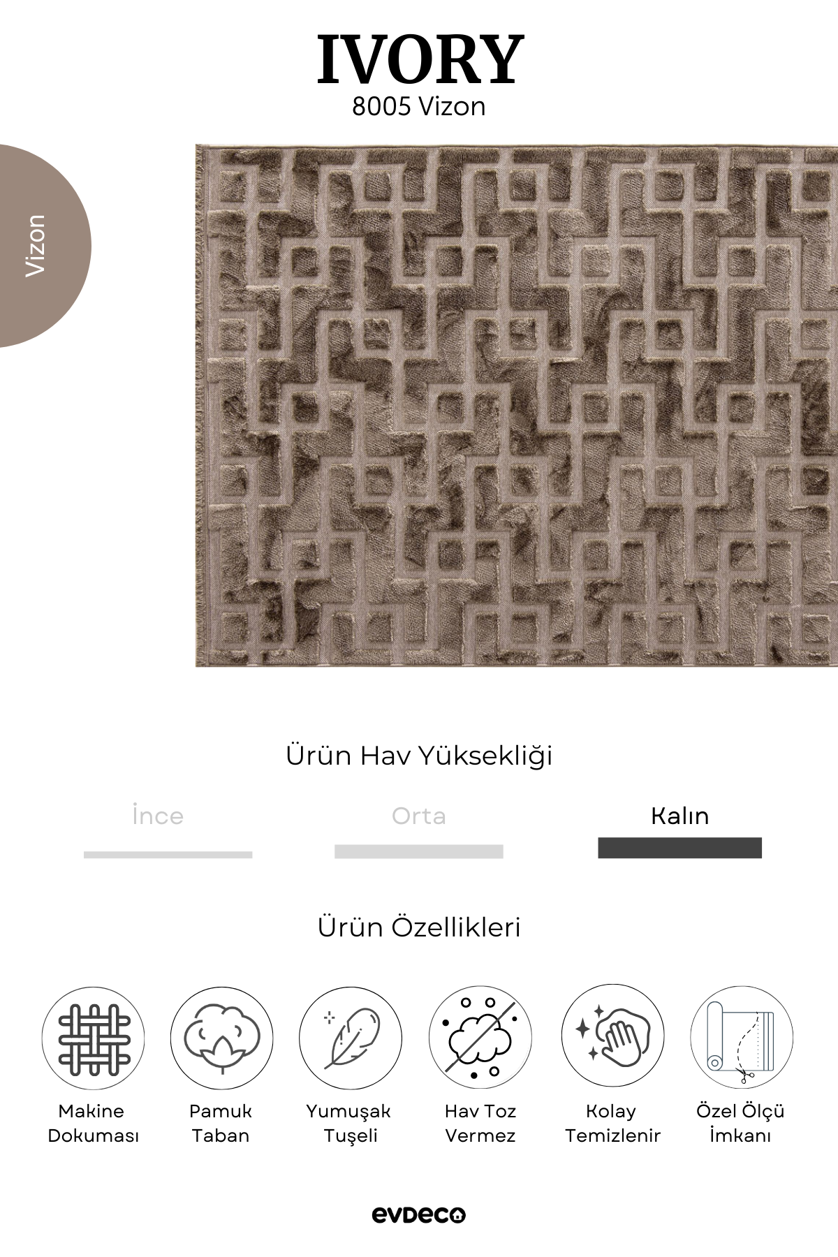 Evdeco Ivory 8005 Vizon Halı