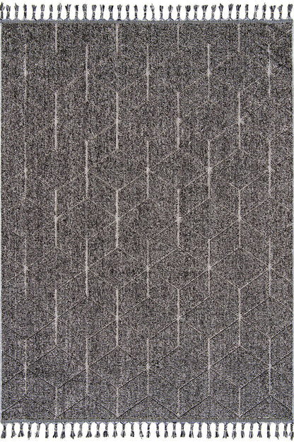 Evdeco Lena 1408 Gri Örgü Desenli Kesme Halı