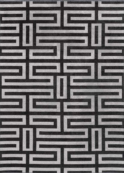 Evdeco Milano Geometrik Desenli Siyah Salon Halısı