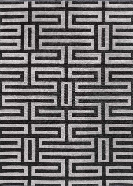 Evdeco Milano Geometrik Desenli Siyah Salon Halısı