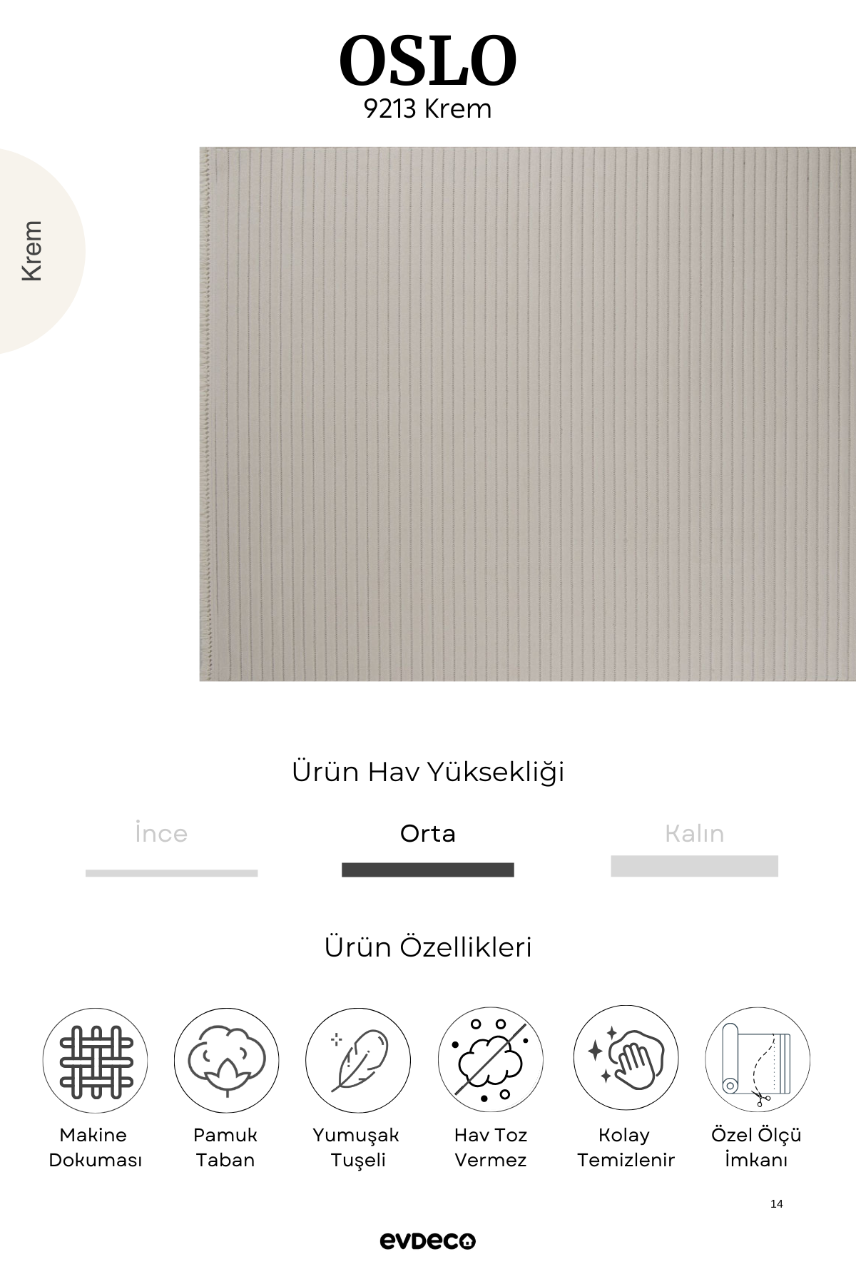 Evdeco Oslo 9213 Cream Soft Touch Modern Cutting Carpet