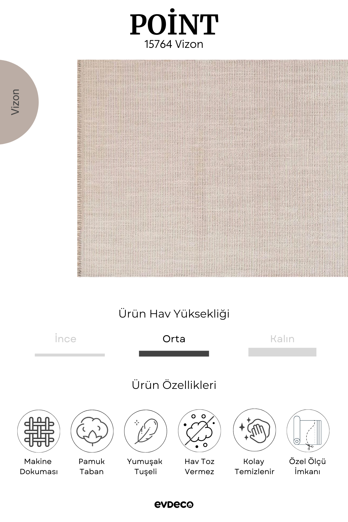 Evdeco Point 15764 Vizon Bukle Halı