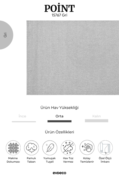 Evdeco Point 15767 Gri Bukle Halı