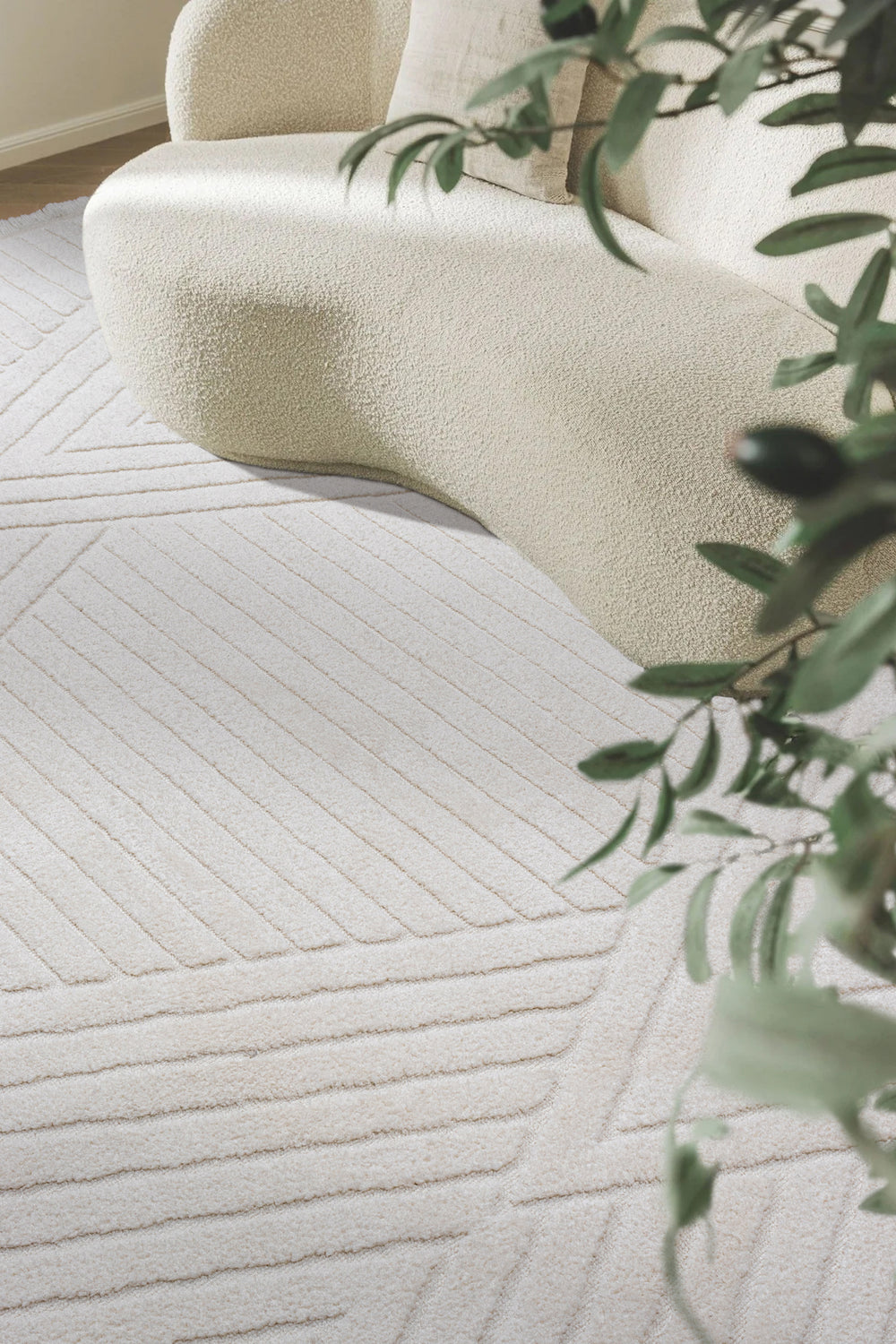 Evdeco Sidney SD01 Krem Modern İskandinav Peluş Dokulu Halı